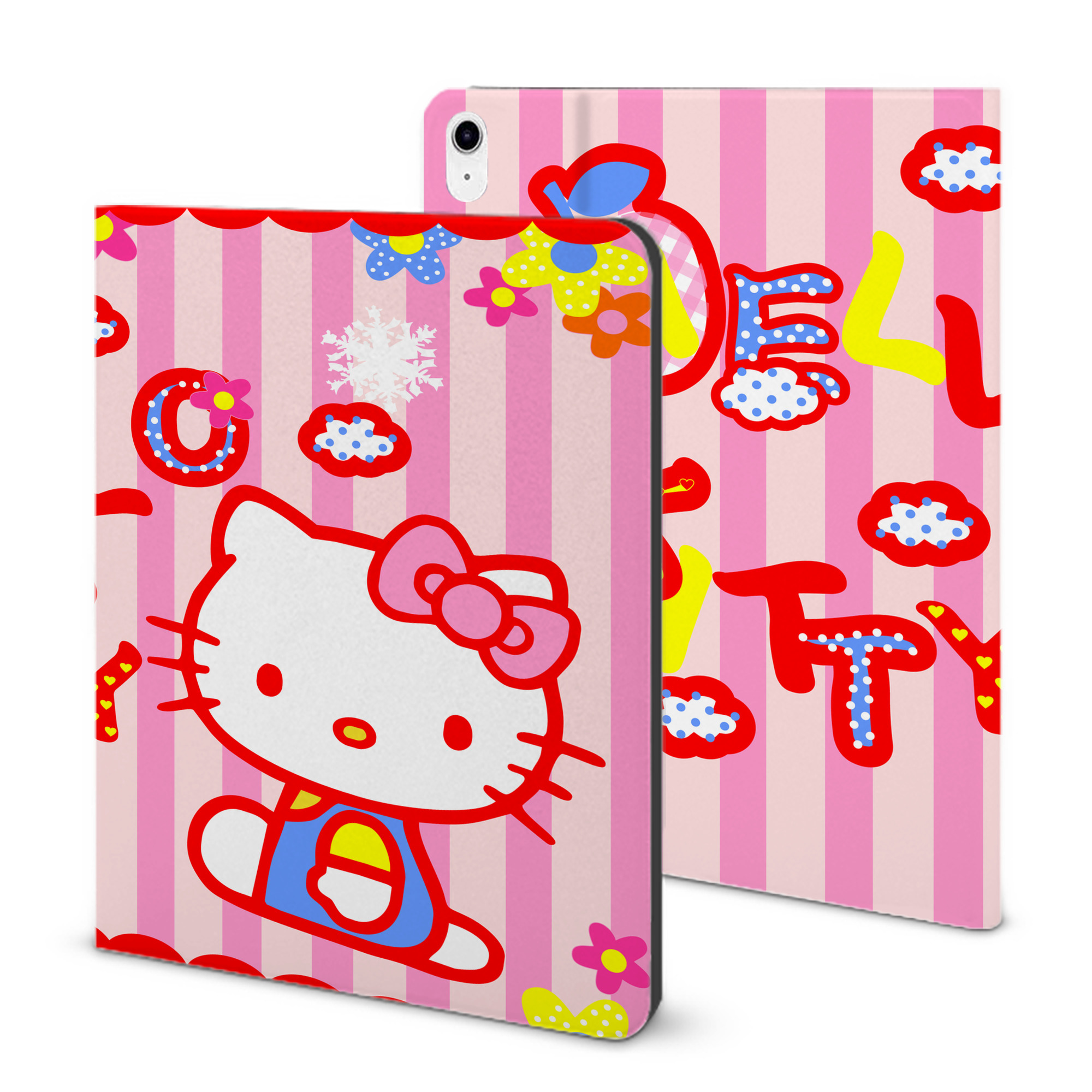 （画像用） Hello Kitty ハローキティ IPad ケース ブック型 PUレザー TPU 耐衝撃 軽量 薄型 ペン収納なし 全面保護 IPad 各モデル対応